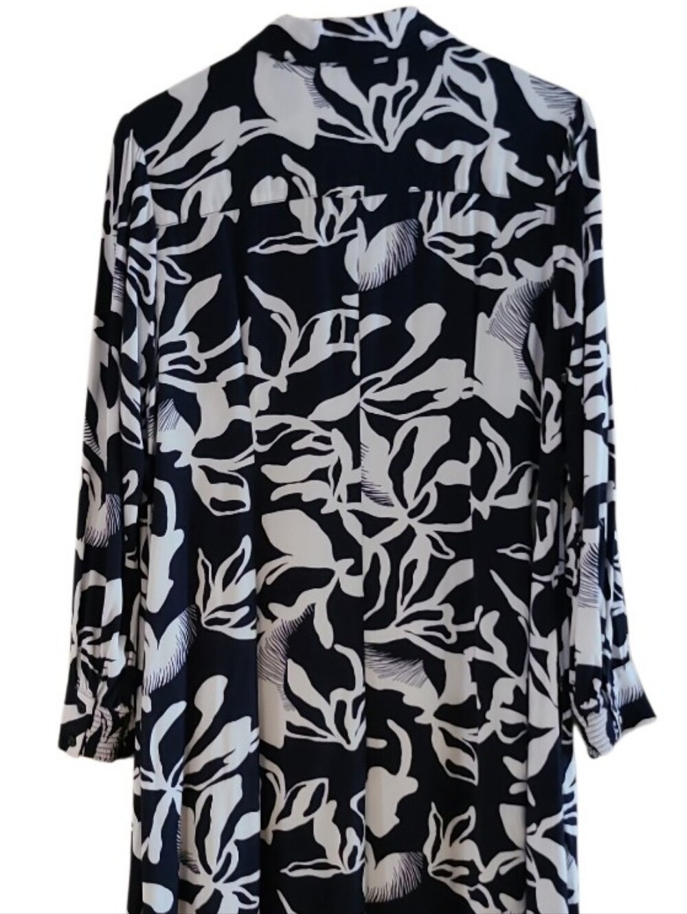 Chico's Foiliage Maxi Shirt Button-Front Dress Black White Longsleeve Pockets - Picture 14 of 17